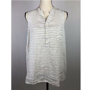 CP Shades Tan and White Striped Linen Tunic
